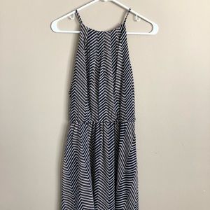 Striped dress with button close back